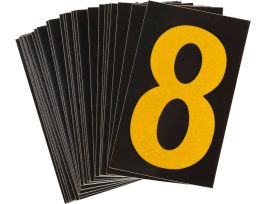 BradyLite 1.5 in Reflective Numbers Yellow on Black, 8 25/PK