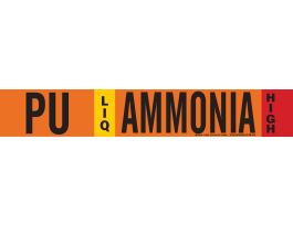 PU LIQ AMMONIA HIGH Pipe Marker, 2.25" H x 14" W, Fits Pipes 2.5" Dia. Thru 7.875" Dia.