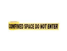 Standard Barricade Tape Roll -  Polyethylene, CONFINED SPACE DO NOT ENTER, Black on Yellow, 3"  x 200'