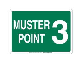 Muster Point 3 Sign, 10" H x 14" W x 0.1" D, Green on White, Fiberglass