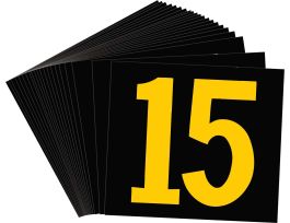 BradyLite 2.5 in Reflective Numbers Yellow on Black, 15 25/PK