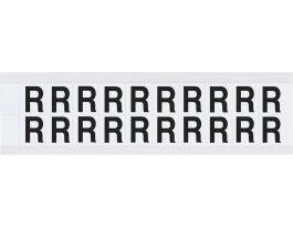 Vinyl 0.625 in Numbers and Letters Black on White R Card of 20 Labels