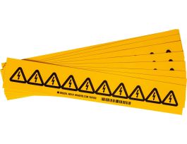 Warning Labels: Vinyl, Black on Yellow, 1" H x 1" W, Quantity per Card or Sheet 10