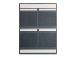 Gray 4-Panel Lean Communication Board, 34.25" H x 25" W, White on Gray, Polystyrene