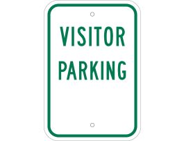 Visitor Parking Sign, 18" H x 12" W x 0.090" D, Aluminum, Black on White