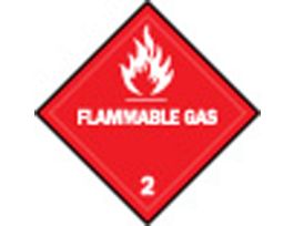FLAMMABLE GAS 2 Hazardous Material Shipping Labels, 4" H x 4" W x 0.004" D, Red on White