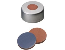 Silver Aluminum Crimp Cap, 13 mm Dia., Butyl/PTFE Septum w/Hole; 1000/pk