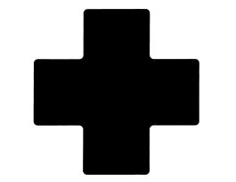 ToughStripe® Floor Marking Tape Cross-Shaped Center Marks -  Polyester, Solid Color, Black, 4" x 10"