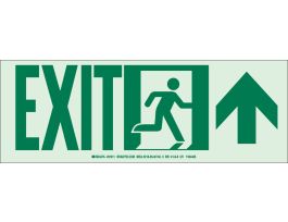 BradyGlo NYC Approved Exit With Running Man And Up Arrow Sign, 5" H x 14" W x 0.0096" D