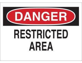 DANGER Restricted Area Sign, 7" H x 10" W x 0.035" D, Aluminum
