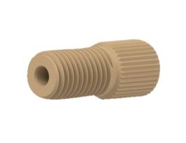 Flangeless Male Nut, Standard Knurl, Natural PEEK, 3/16" OD Tubing, 5/16-24 Flat-Bottom; 1/Ea