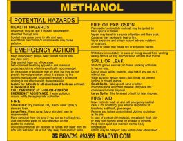 METHANOL Labels, 3.5" H x 4.5" W x 0.005" D, Black on Yellow
