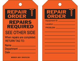 Repair Tag REPAIR ORDER Polyester 7x4 Black on Orange 10/PK