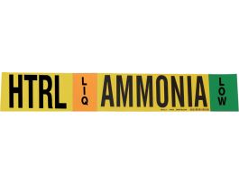 HTRL LIQ AMMONIA LOW Pipe Marker, 4" H x 24" W, Fits Pipes 8" Dia. or Larger