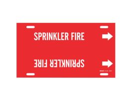 SPRINKLER FIRE Pipe Marker, 10" H x 32" W, Fits Pipes 10" Dia. Thru 15" Dia.