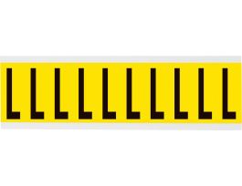 Repositionable Vinyl 2 in Black on Yellow, Letters L Card of 10 Labels