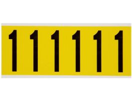 Repositionable Vinyl 3 in Black on Yellow, Numbers 1 Card of 6 Labels