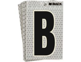 Glow in the Dark 5 in Black, Green Glow on Silver Letter B 10/PK