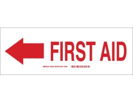 First Aid Sign, 3.5" H x 14" W x 0.006" D, Polyester