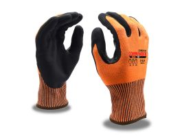 COMMANDER FOAM™ ORANGE, 13-GAUGE HPPE/GLASS/STEEL FIBER SHELL, BLACK FOAM NITRILE PALM COATING, NITRILE THUMB CROTCH, TOUCHSCREEN FINGERTIPS, ANSI CUT A7