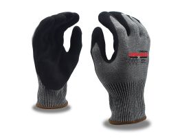 COMMANDER™ 10-GAUGE, HPPE/GLASS/STEEL SHELL, BLACK SANDY NITRILE PALM COATING, ANSI CUT LEVEL A7