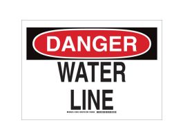 DANGER Water Line Sign, 10" H x 14" W x 0.06" D, Polystyrene