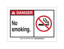 DANGER No Smoking. Sign, 3.5" H x 5" W x 0.006" D, Polyester