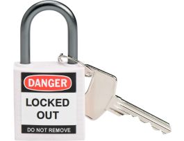 Compact Key Retaining Nylon Padlock 1 in Aluminum Shackle KD White
