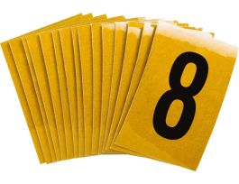 BradyLite 1 in Reflective Numbers Black on Yellow, 8 25/PK