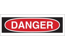 Blank DANGER Sign, 2.25" H x 9" W x 0.006" D, Black/Red on White, Polyester