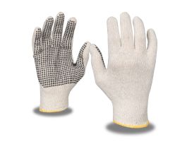 13-GAUGE LIGHTWEIGHT, Natural, POLY/COTTON MACHINE KNIT, 1-SIDE PVC DOTS LG