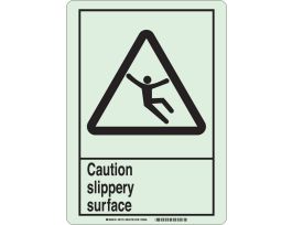 BradyGlo Caution Slippery Surface. Sign, 10" H x 7" W x 0.063" D, Polystyrene