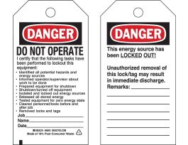 Tags DO NOT OPERATE I certify that the following tasks ETC Paper 5.75x3 25PK