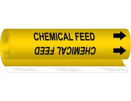 Wrap Around Pipe Marker: CHEMICAL FEED, 9" H x 8" W