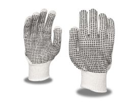 13-GAUGE REGULAR WEIGHT, Natural, POLY/COTTON MACHINE KNIT, 2-SIDE PVC DOTS