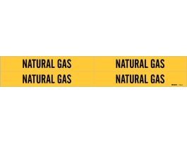 NATURAL GAS Pipe Marker, 1.125" H x 7" W, Card of 4 Each, Fits Pipes 0.75" Dia. Thru 2.375" Dia.