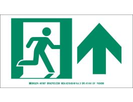 BradyGlo NYC Approved Exit With Running Man And Up Arrow Sign, 5" H x 9" W x 0.0096" D