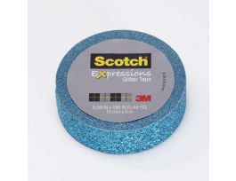 Scotch® Expressions Glitter Tape C514-BLU, .59 in x 196 in (15 mm x 5 m) Teal Blue Glitter