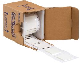 PermaSleeve Heat Shrink Wire and Cable Labels 1-1/2" Dia for 3" Core Printers - 1" White Double-Sided