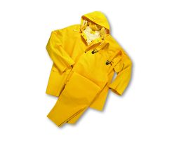 West Chester, 35mm 3pc. FR PVC/Poly Rainsuit, Cordoroy Collar, Yellow , LG