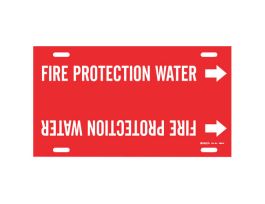 FIRE PROTECTION WATER Pipe Marker, 10" H x 32" W, Fits Pipes 10" Dia. Thru 15" Dia.