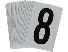 BradyLite 1 in Reflective Numbers Black on Silver, 8 25/PK