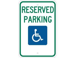 Reserved Parking Sign, 18" H x 12" W x 0.090" D, Aluminum, Blue/Green on White