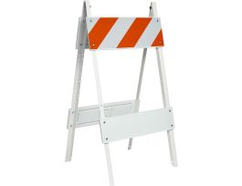 Metal Folding Barricades, 42" H x 24" W x 24" L, Reflective Orange/White