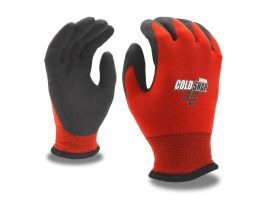 COLD SNAP® FLEX, TWO-PLY, RED NYLON SHELL, BRUSHED ACRYLIC TERRY LINING, BLACK FOAM PVC PALM COATING, ANSI CUT LEVEL A3
