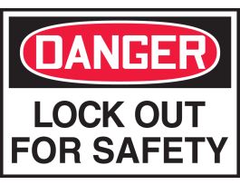 Safety Label, 3.5" x 5", DANGER LOCK OUT FOR SAFETY, ADHESIVE VINYL, 5/PK