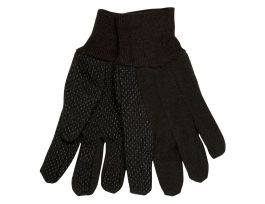LADIES PLASTIC DOTTED BROWN JERSEY GLOVES CLUT