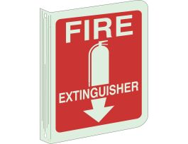 BradyGlo L Red, Fire Extinguisher Sign, 12" H x 9" W x 0.063" D, Red on Glow, Polystyrene