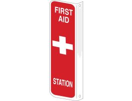 L First Aid Station Sign, 12" H x 4" W x 0.06" D, Polystyrene