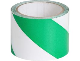 Marking Tape Roll - High Performance  Vinyl, Diagonal Stripes, Green on White, 3" x 54'